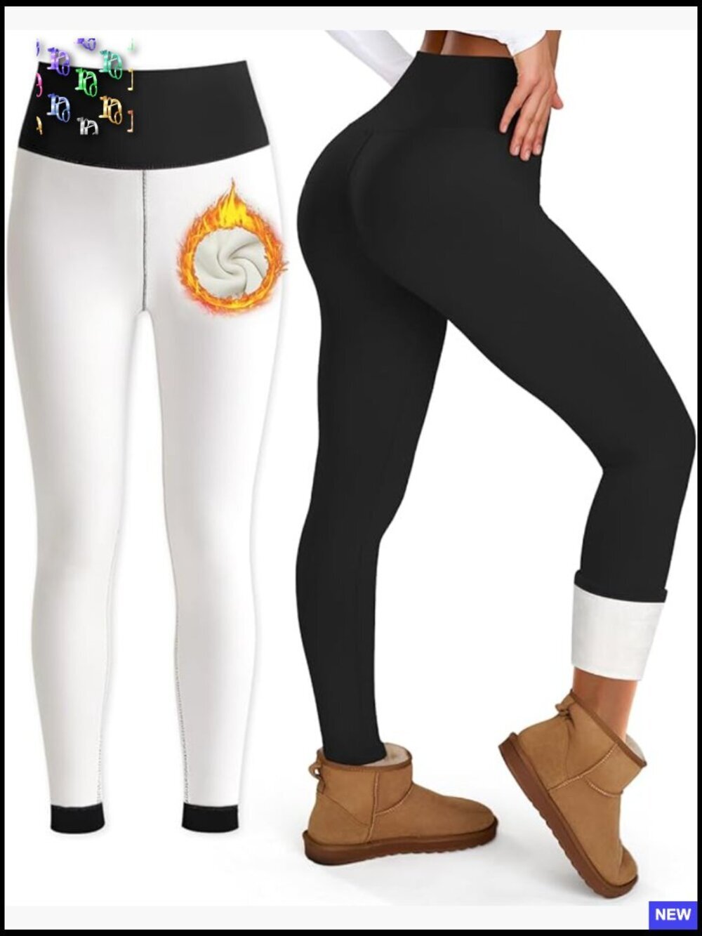 High Waisted Fleece Lined Leggings Tummy Control Thermal Winter Workout Yoga